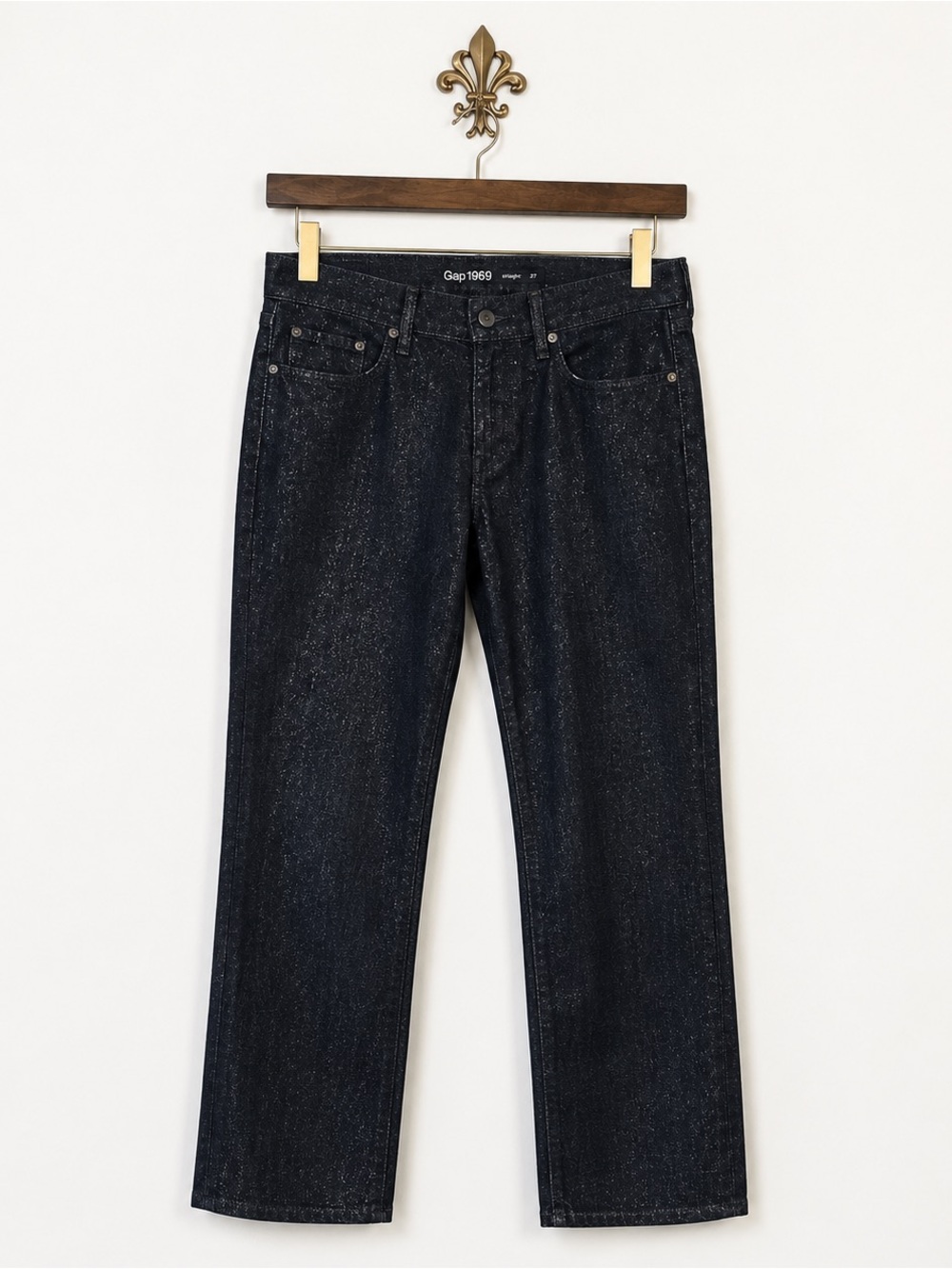 Gap dark indigo metallic coated real straight fit denim jeans 4/27